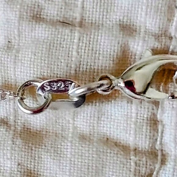 Vintage Lab Created Tear Drop Diamond Surrounded by White Sapphires 16" 925 SS - Picture 2 of 10